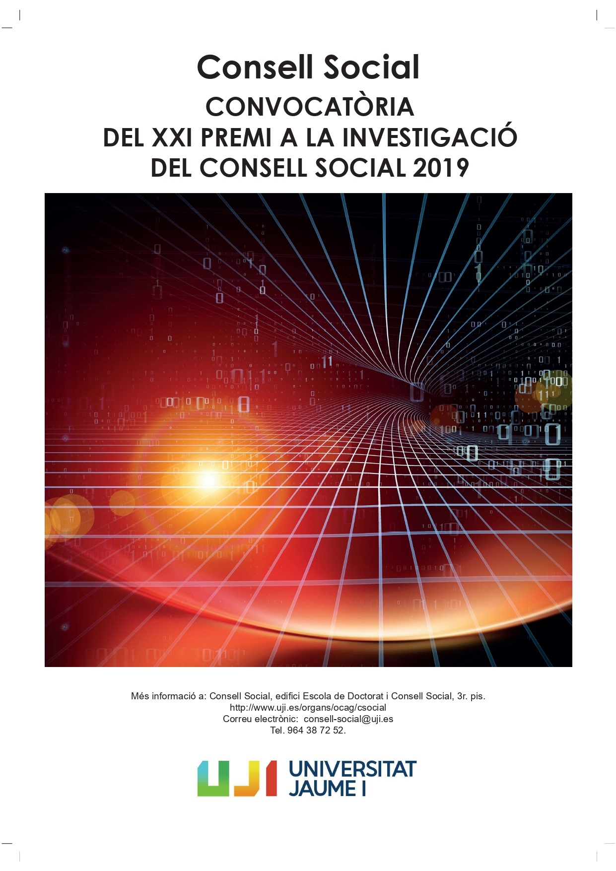 Cartell del XXI Premi del Consell Social a la Investigació 2019