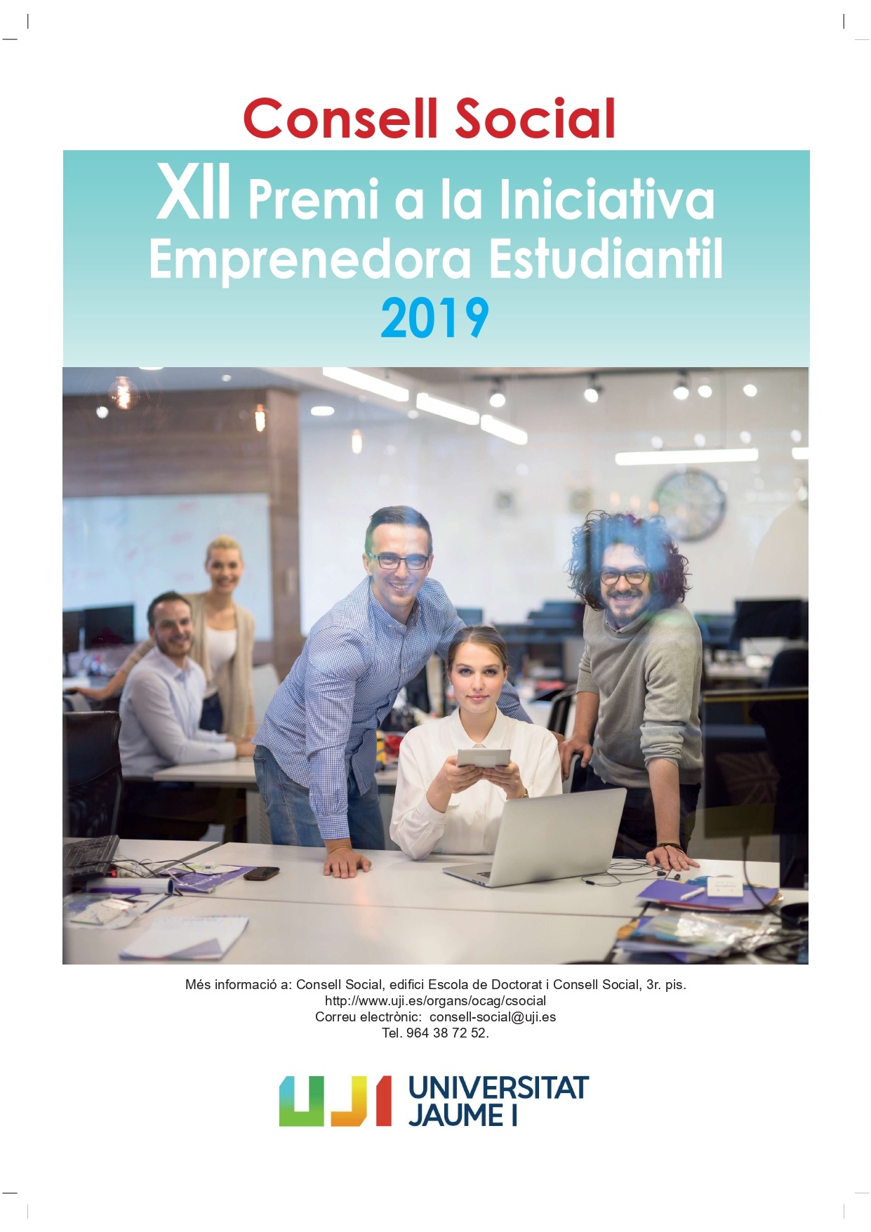 Cartell del XII Premi del Consell Social a la Iniciativa Emprenedora Estudiantil 2019
